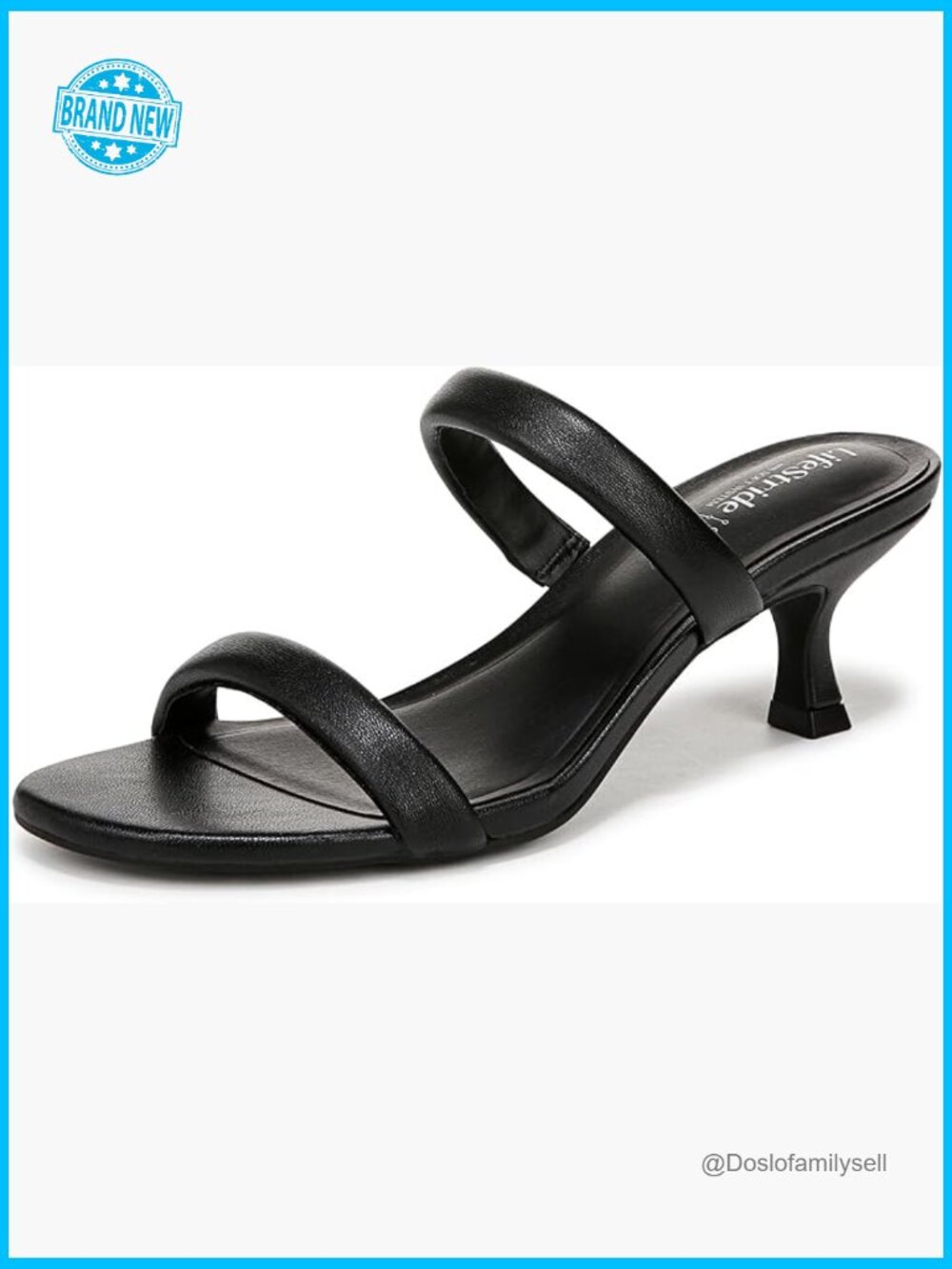 Kitten Heel Sandals Slide On Strappy Open Toe Hourglass Heel Comfort Cushion